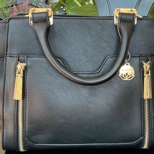 Big Buddha Black Vegan Leather Tote Bag